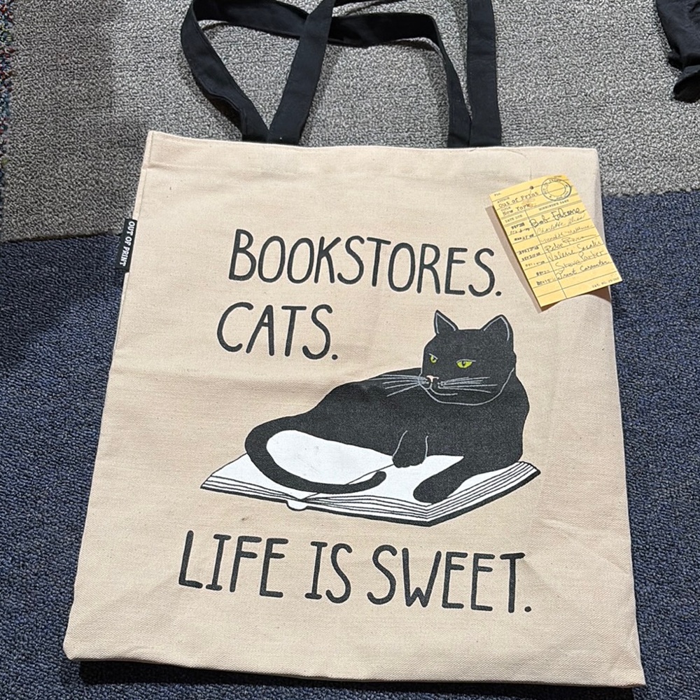 Canvas Tote Bag with Cat Print